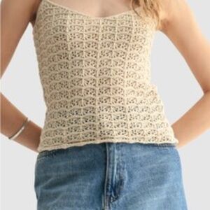 All in Favor Beige Crochet Camisole